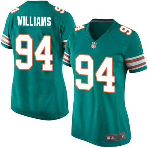 Women's Elite Mario Williams Nike Jersey Aqua Green Alternate - #94 NFL Miami Dolphins